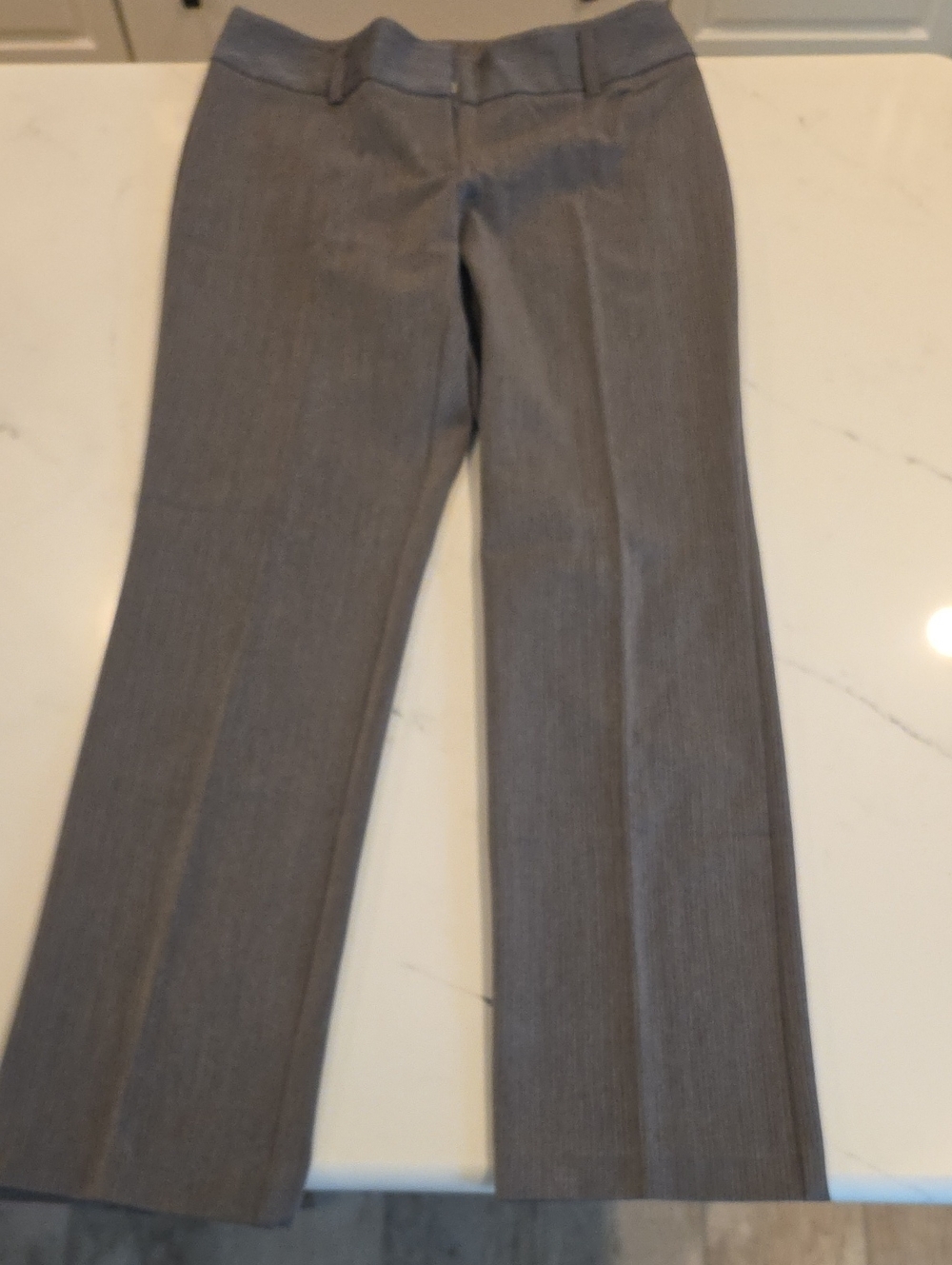 Worthington Gray Striped Textured Curvy Fit Pants